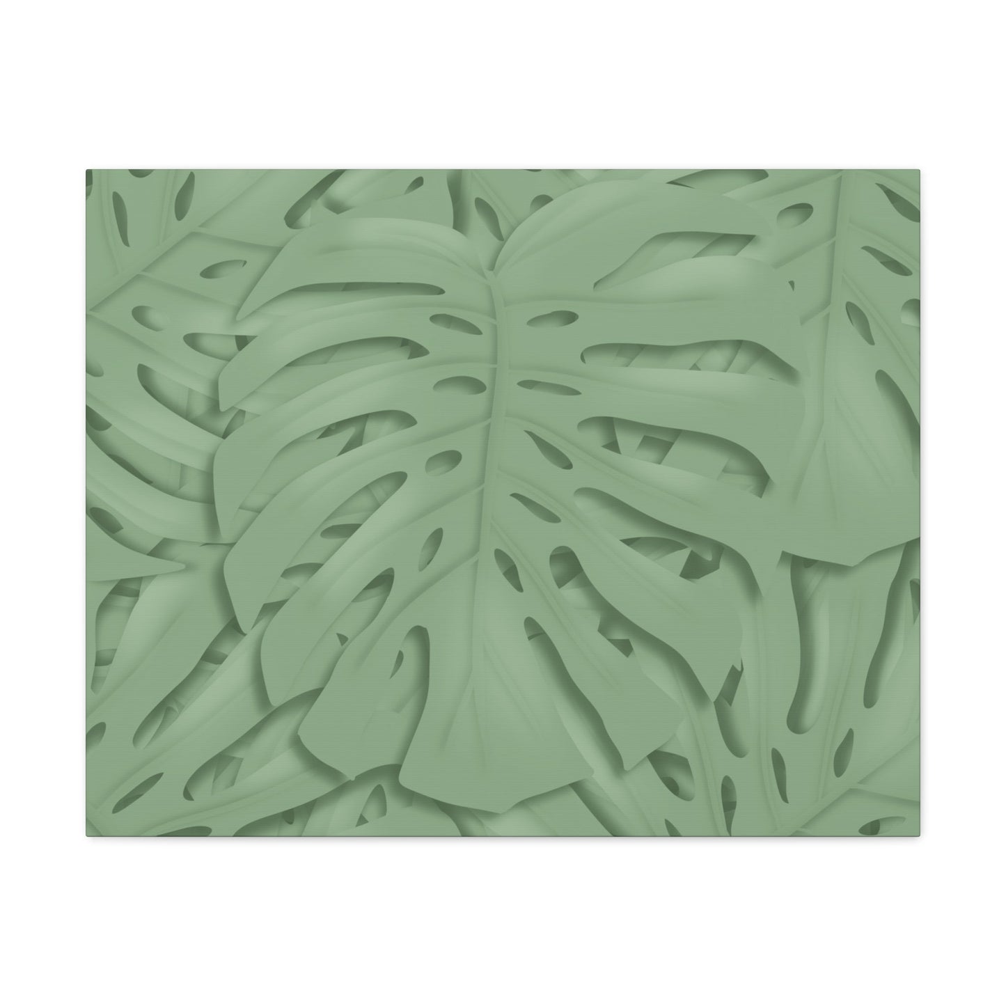 Sage Green Monstera Canvas Print – Botanical Wall Art
