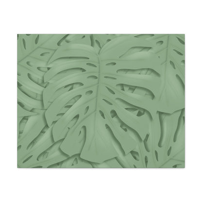 Sage Green Monstera Canvas Print – Botanical Wall Art