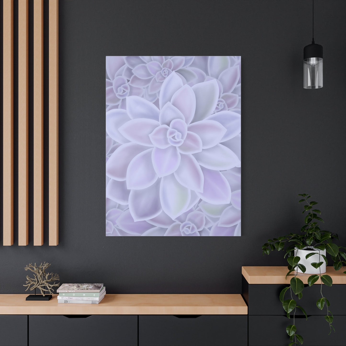 Graptopetalum Murasaki Succulent Pattern Canvas Print – Botanical Wall Art