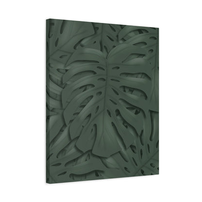 Deep Green Monstera Canvas Print – Botanical Wall Art