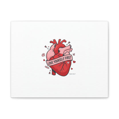 Love Yourself First Canvas, Hearts-with-a-Twist, Anti-Valentine Art