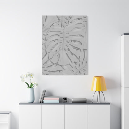 Soft Grey Monstera Canvas Print – Botanical Wall Art