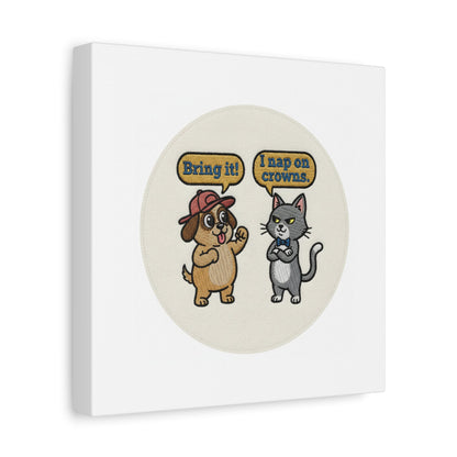 Funny Cat vs Dog Canvas | Pet Rivalry Wall Art