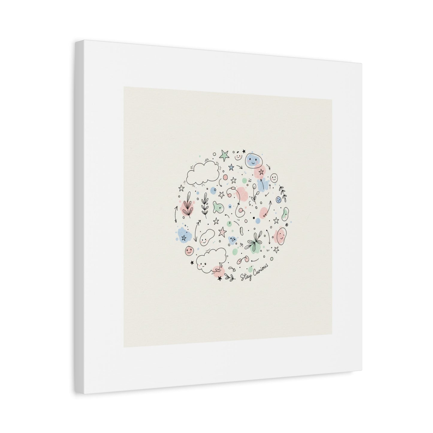 Doodle Circle Line Drawing Matte Canvas, Hand-Drawn Sketch Art