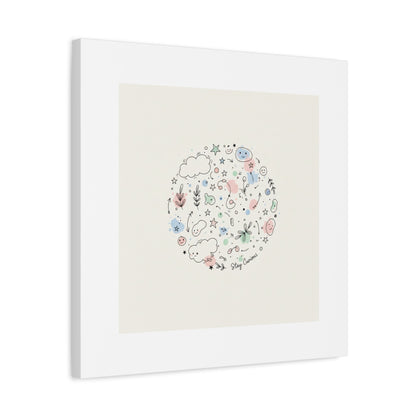 Doodle Circle Line Drawing Matte Canvas, Hand-Drawn Sketch Art