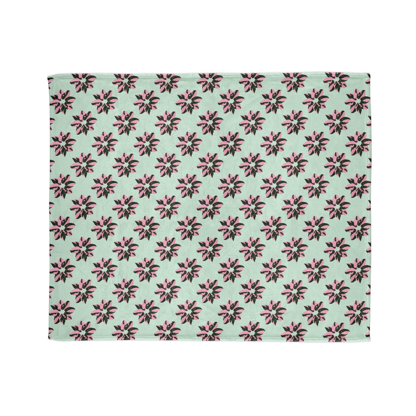 Pink Princess Philodendron Pattern Cozy Fleece Throw Blanket