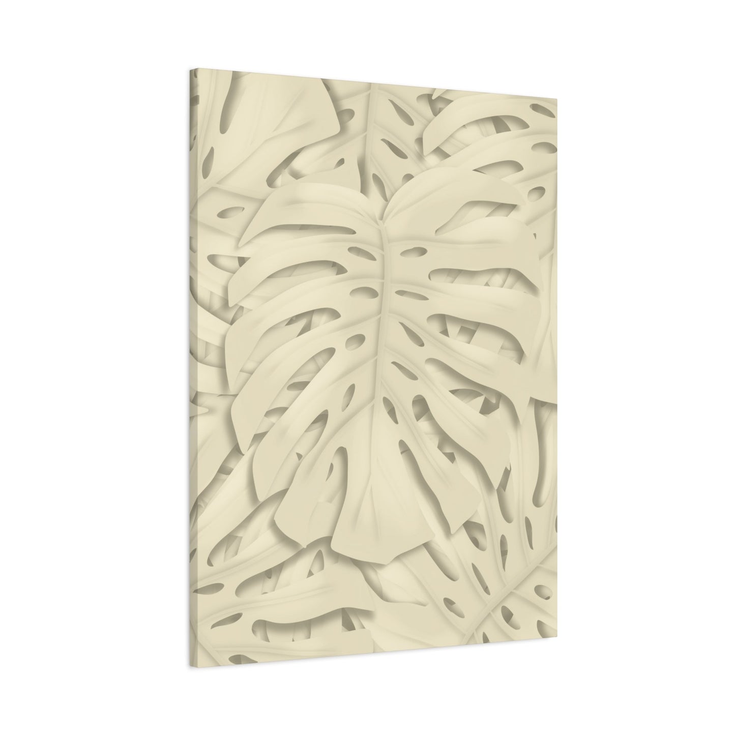 Beige Monstera Canvas Print – Botanical Wall Art