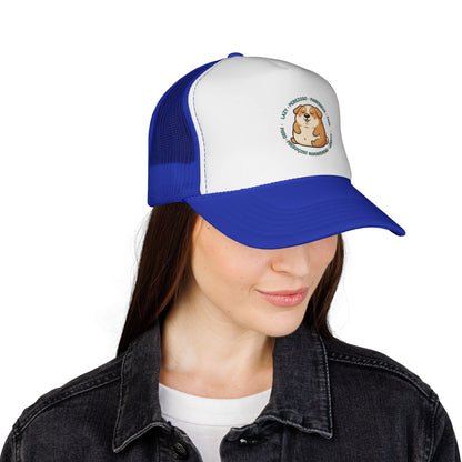 Funny Dog Meme Trucker Cap — "Fat Lazy" Multilingual Design (8 Languages)
