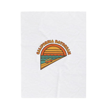 California Daydream Sunset Velveteen Blanket | 70s Retro Palm Golden Hour