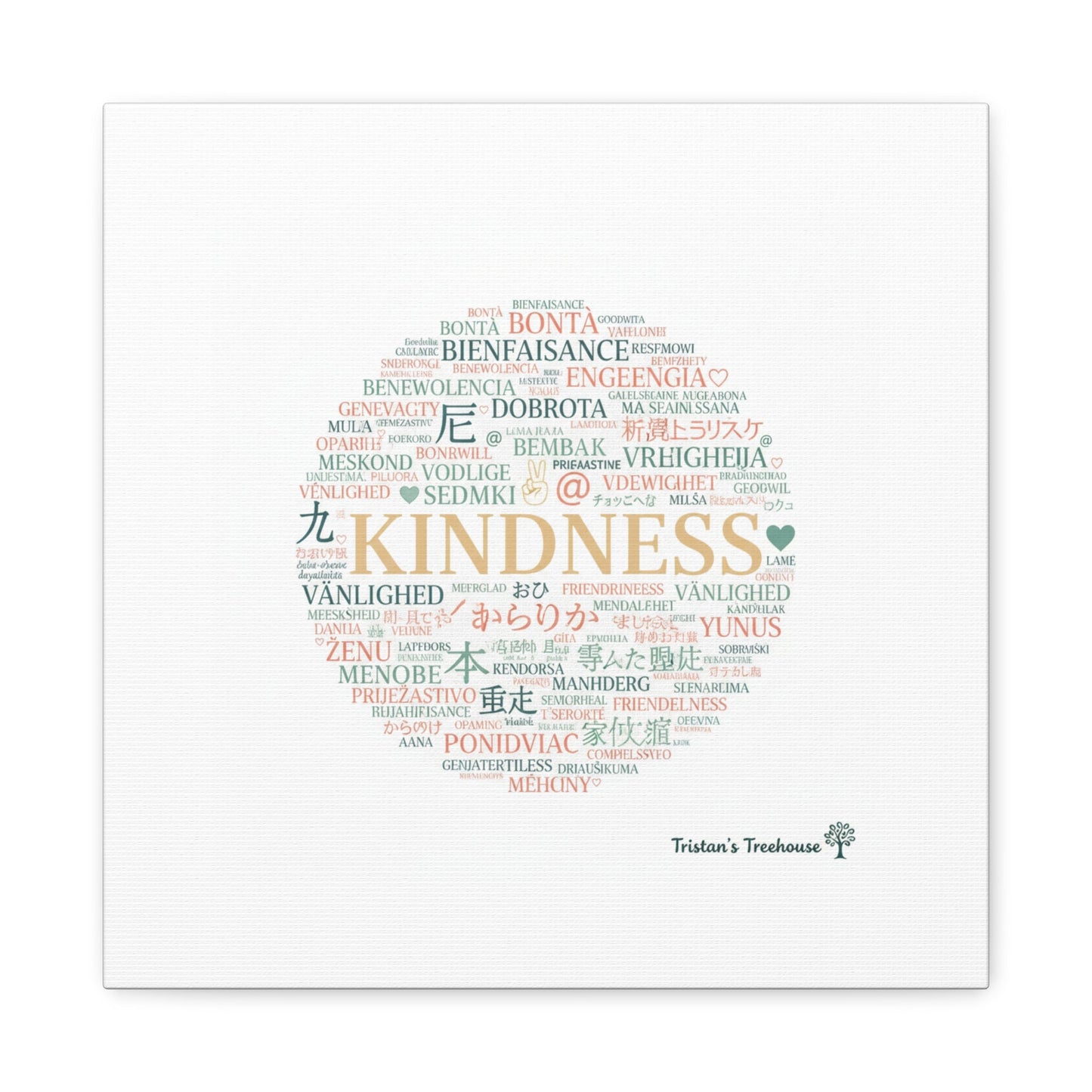 Kindness Word Cloud Canvas | Fresh Start Minimalist Wall Art