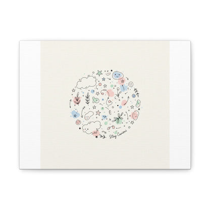 Doodle Circle Line Drawing Matte Canvas, Hand-Drawn Sketch Art