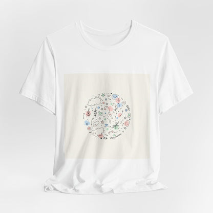 Botanical Doodle Circle Tee | hand drawn line drawing, sketch pattern