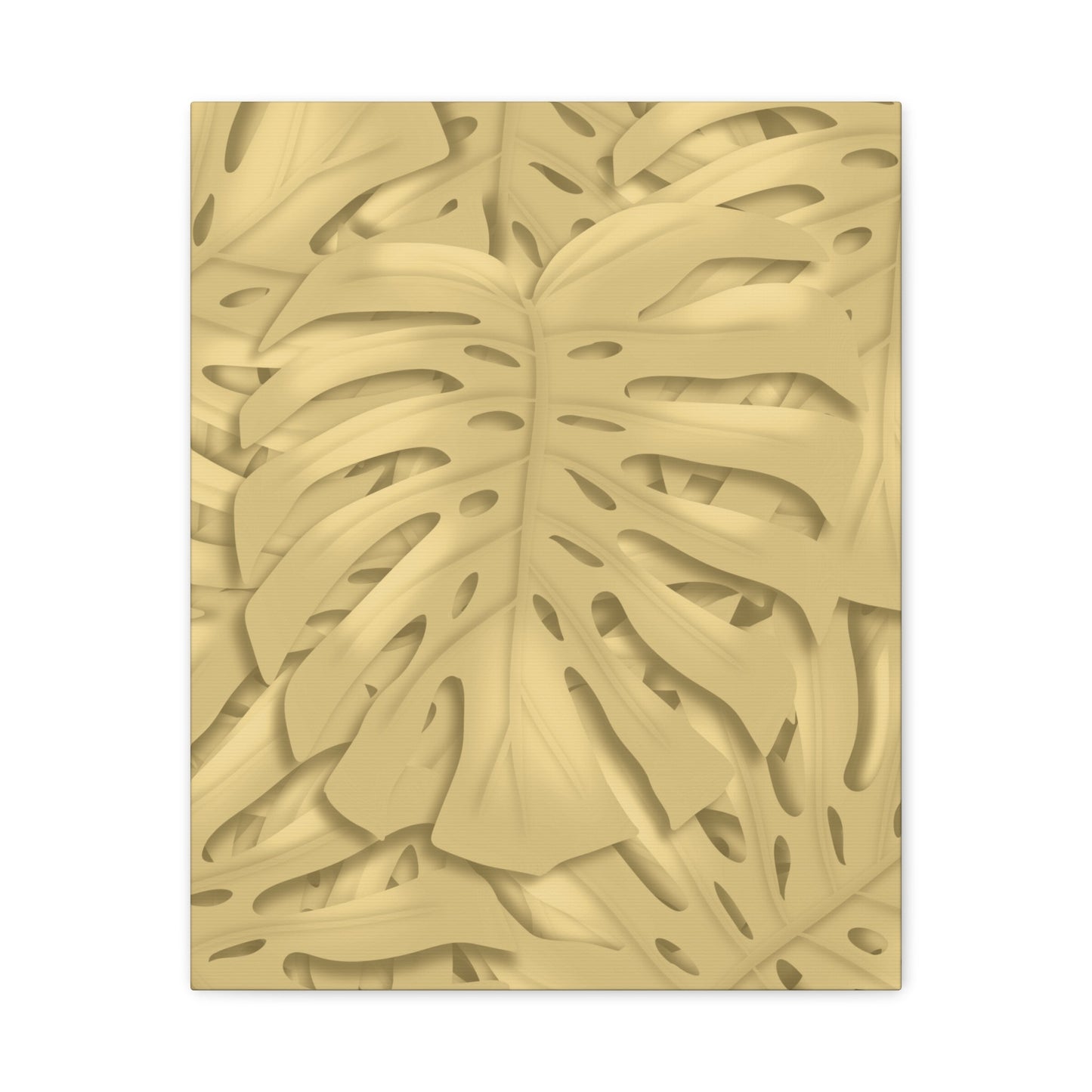 Golden Monstera Canvas Print – Botanical Wall Art