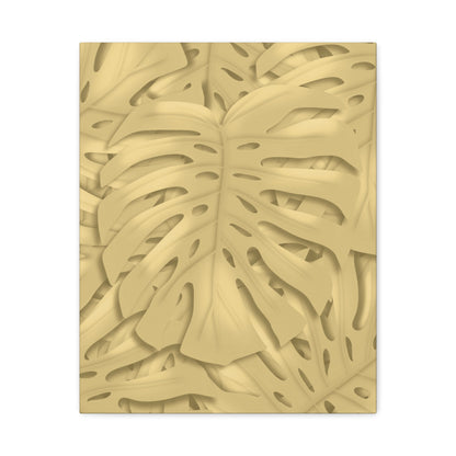 Golden Monstera Canvas Print – Botanical Wall Art
