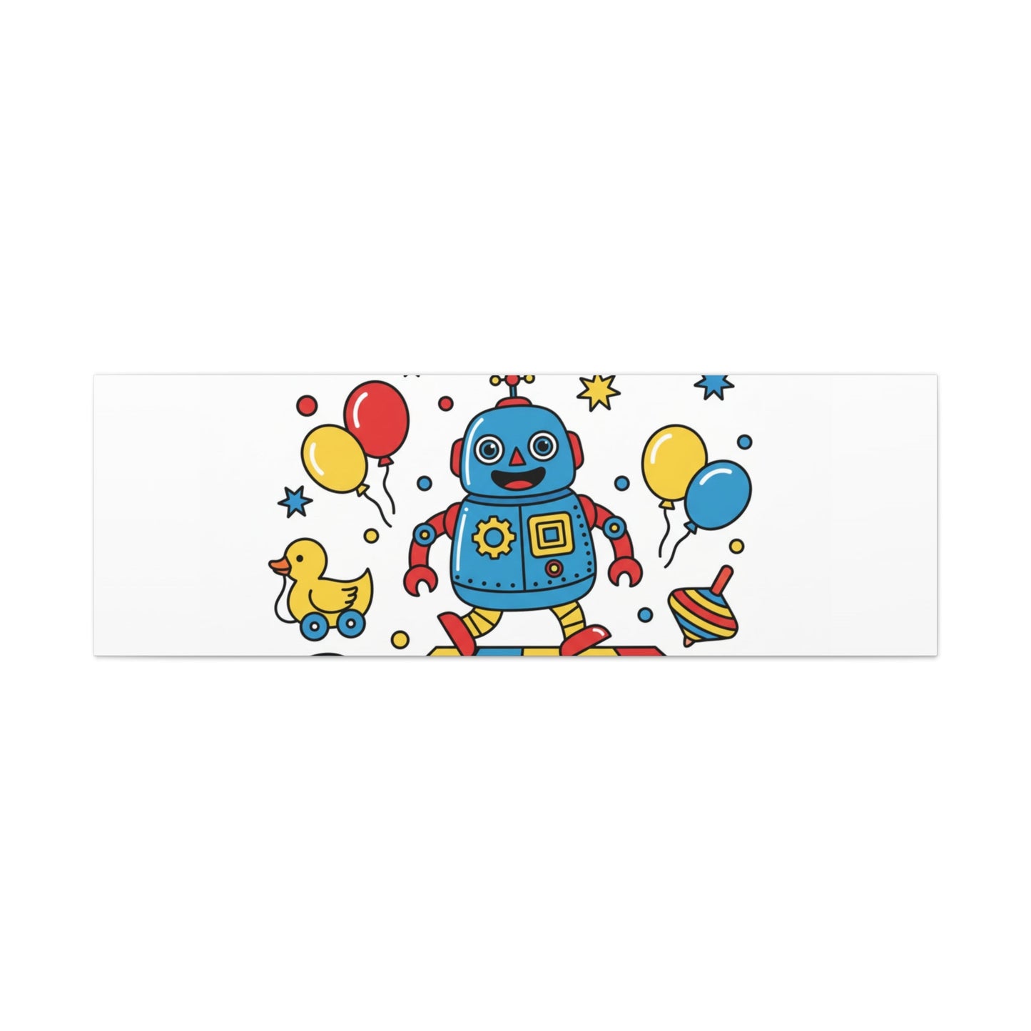 Retro Toy Robot Canvas | Throwback Kid, Primary Color Nostalgia