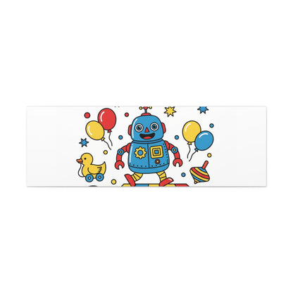 Retro Toy Robot Canvas | Throwback Kid, Primary Color Nostalgia