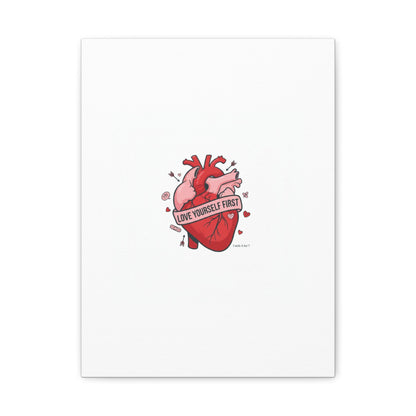 Love Yourself First Canvas, Hearts-with-a-Twist, Anti-Valentine Art