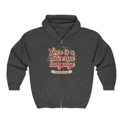 Love Vibes Zip Hoodie —Tristan’s Treehouse  Rustic Lakeside Circle Illustration