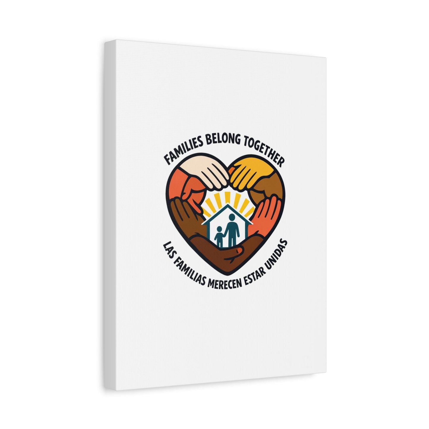 Families Belong Together Canvas, family unity solidarity, bilingual inclusive decor