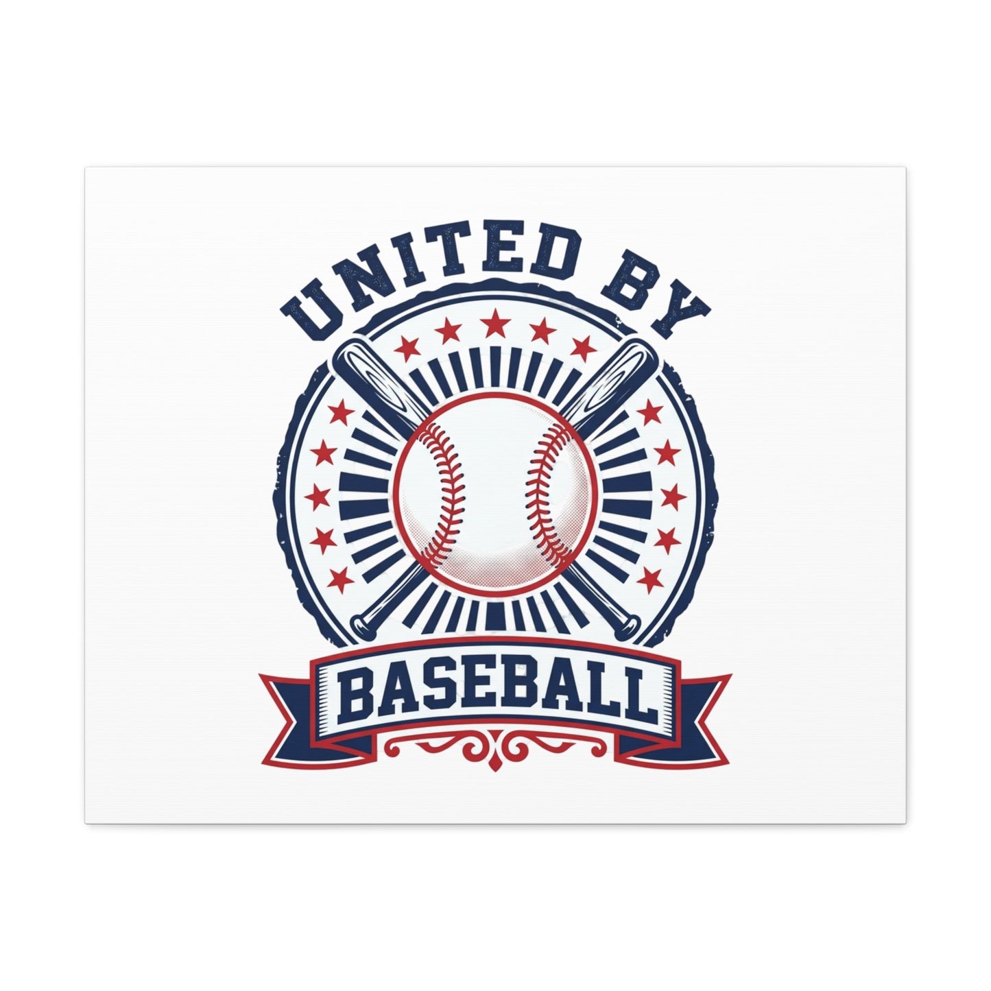 United by Baseball Canvas | Patriotic Baseball Graphic, Red White Blue Wall Art