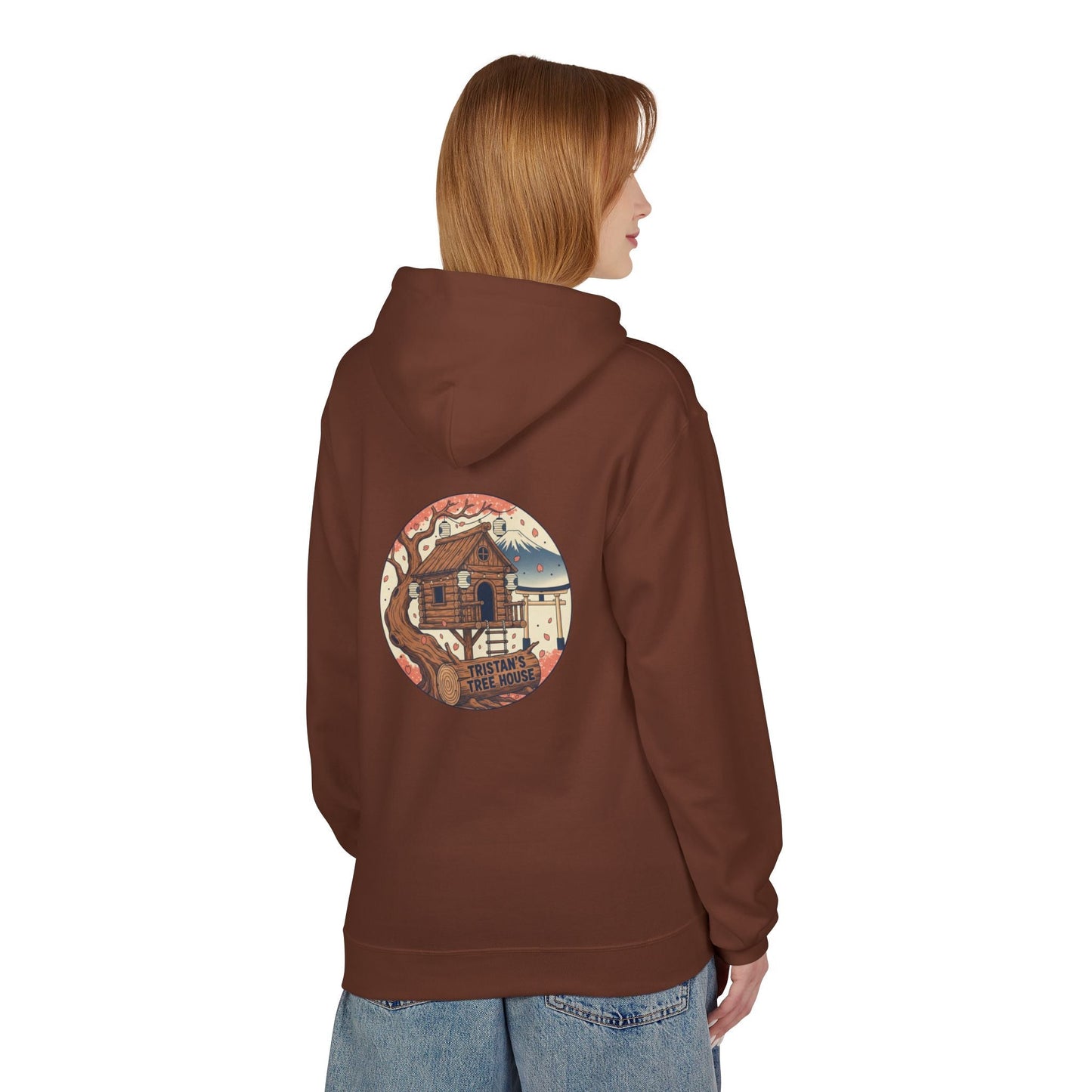 Hoodie — “Love is a Universal Language” Cozy Retro Cabin Graphic Hoodie