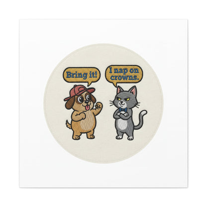 Funny Cat vs Dog Canvas | Pet Rivalry Wall Art