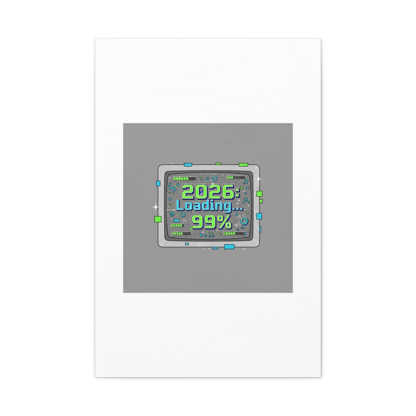 2026 Loading 99% Canvas | NYE countdown, retro system interface