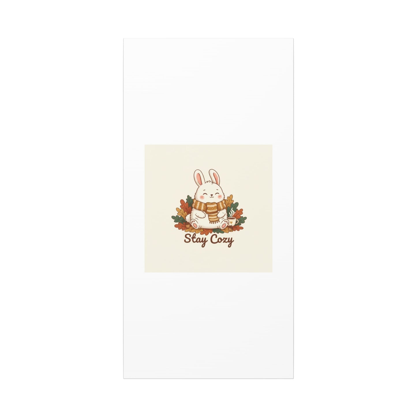 Cozy Bunny Illustration Canvas | Cute Critter Winter Forest Art