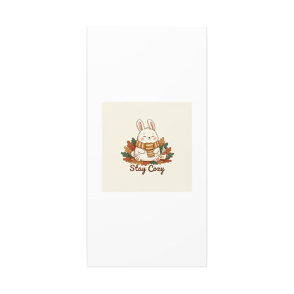 Cozy Bunny Illustration Canvas | Cute Critter Winter Forest Art