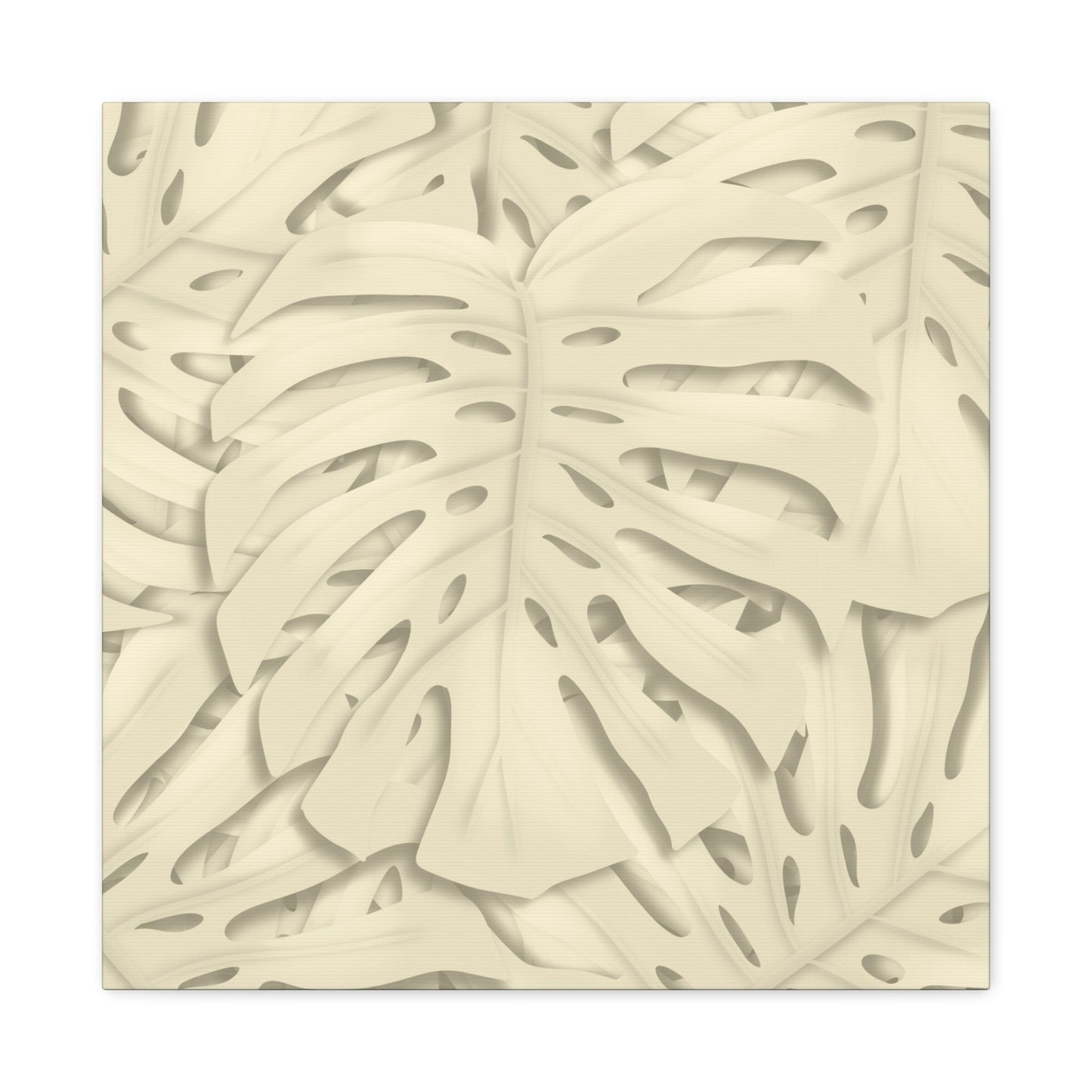 Beige Monstera Canvas Print – Botanical Wall Art