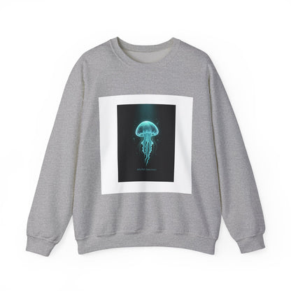Bioluminescent Jellyfish Crewneck Sweatshirt | neon jelly print, deep-sea aesthetic