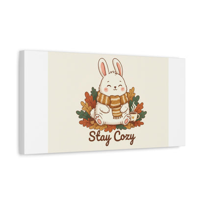 Cozy Bunny Illustration Canvas | Cute Critter Winter Forest Art