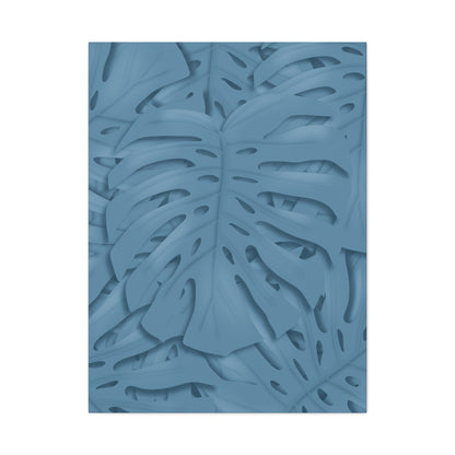 Cerulean Blue Monstera Canvas Print – Botanical Wall Art