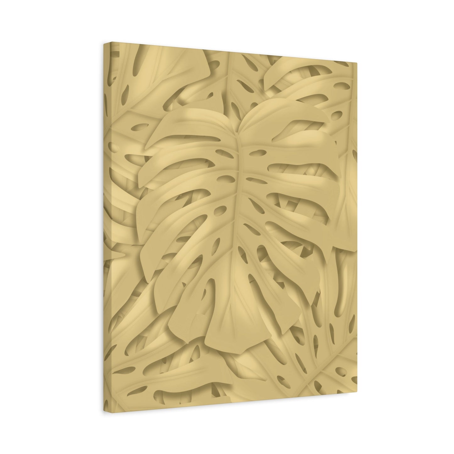 Golden Monstera Canvas Print – Botanical Wall Art