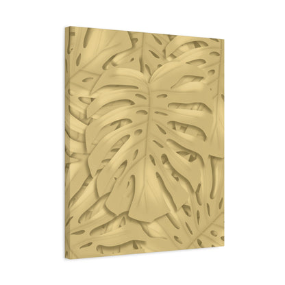 Golden Monstera Canvas Print – Botanical Wall Art