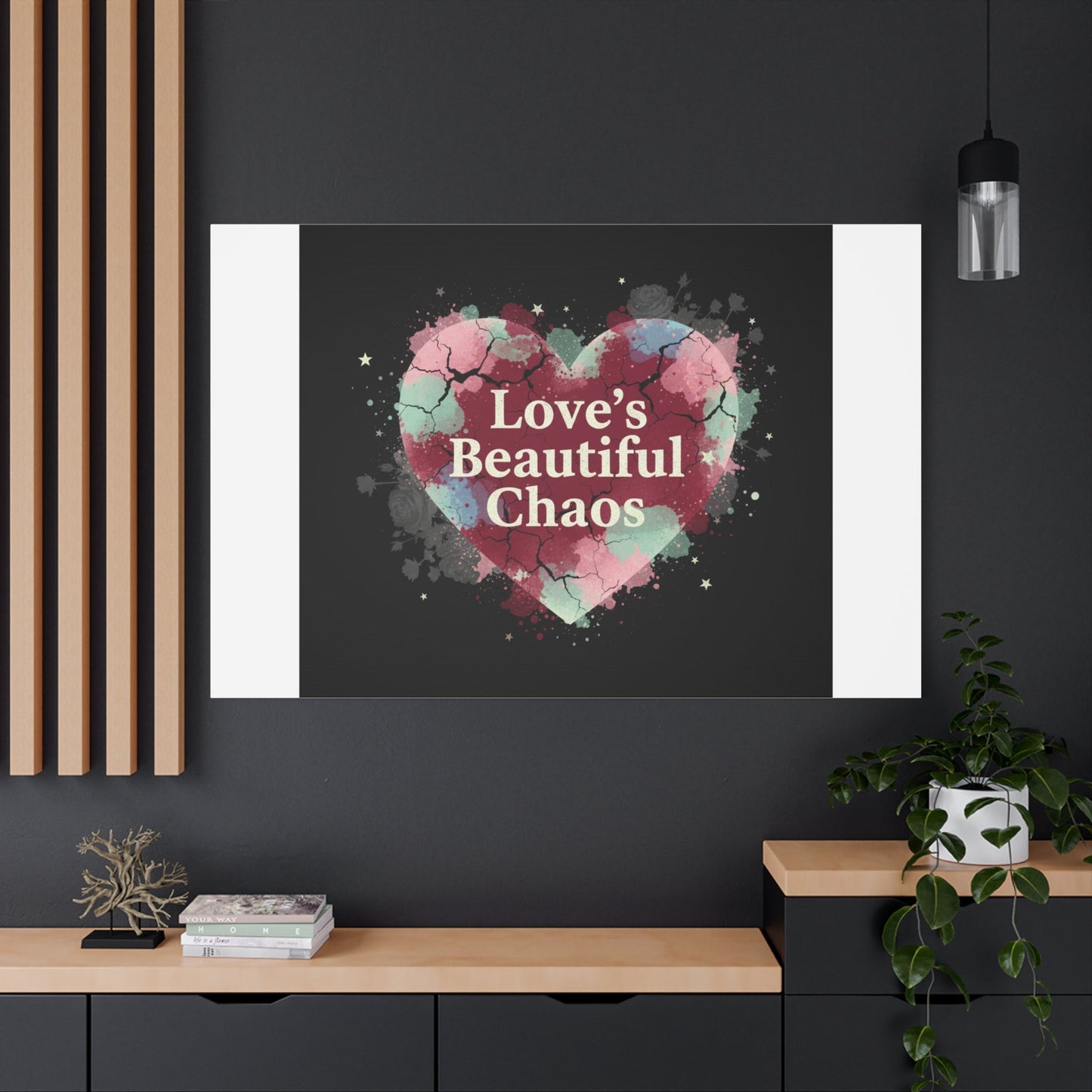 Love's Beautiful Chaos Canvas Print | Soft Grunge Hearts, Distressed Heart Art