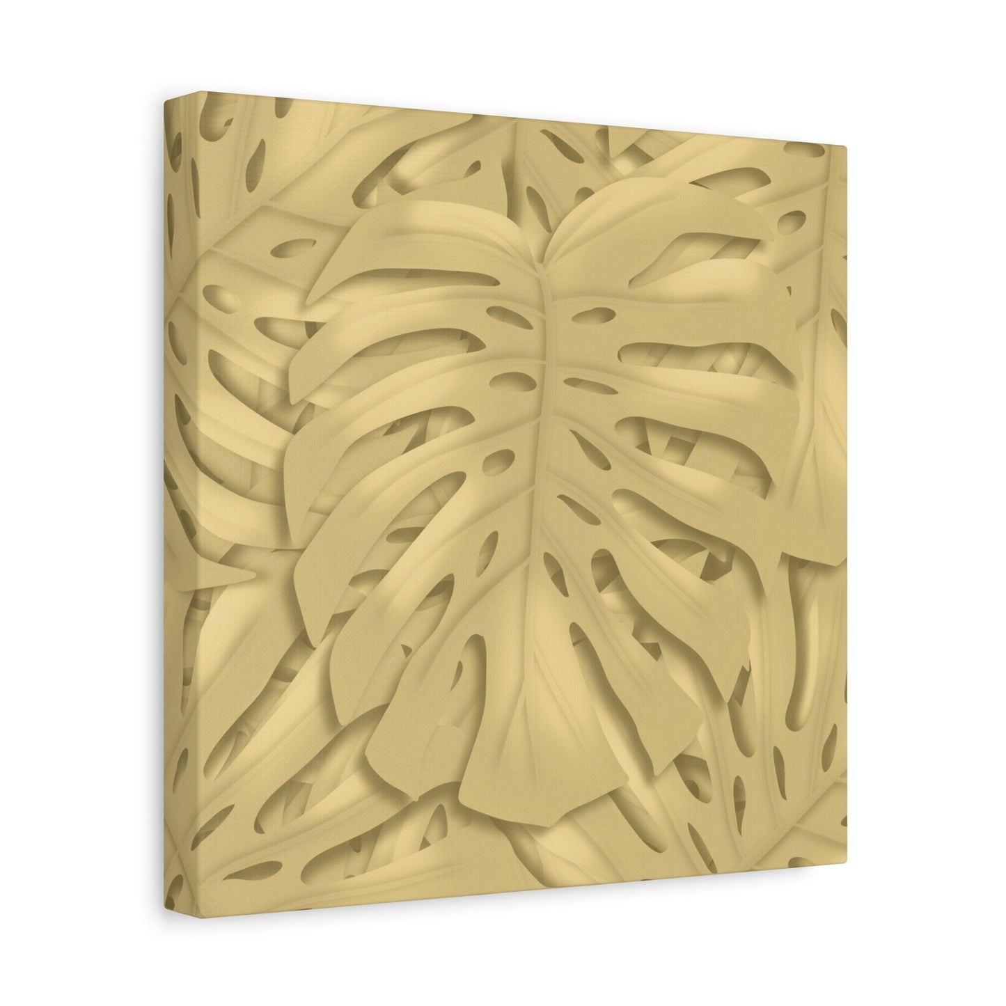 Golden Monstera Canvas Print – Botanical Wall Art