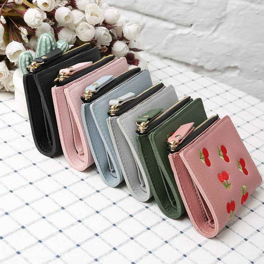 Cherry embroidery coin purse