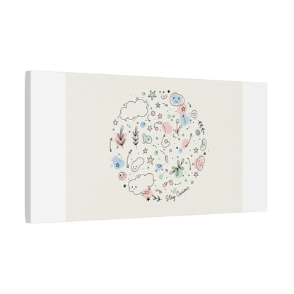 Doodle Circle Line Drawing Matte Canvas, Hand-Drawn Sketch Art