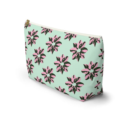Pink Princess Philodendron Pattern Accessory Pouch – Makeup Bag With T-Bottom
