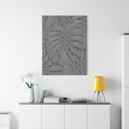 Grey Monstera Canvas Print – Botanical Wall Art