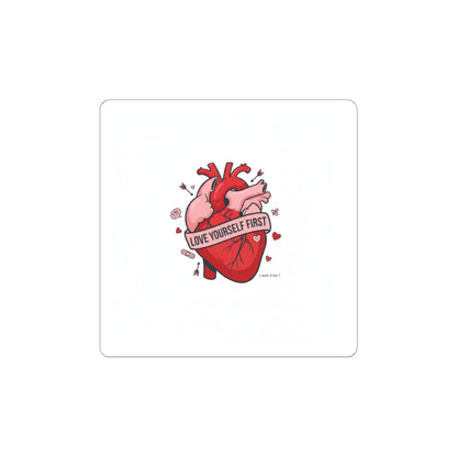 Love Yourself First Heart Sticker | anti‑Valentine, edgy heart design