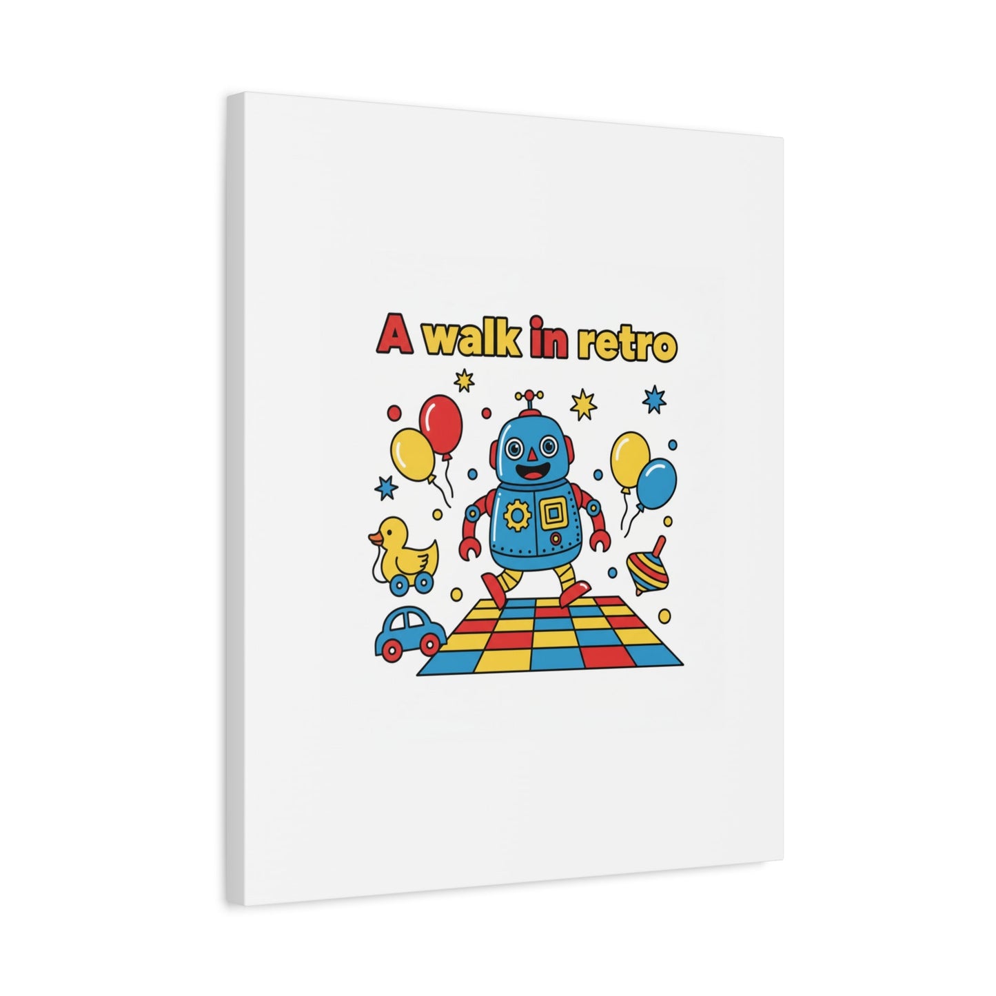 Retro Toy Robot Canvas | Throwback Kid, Primary Color Nostalgia
