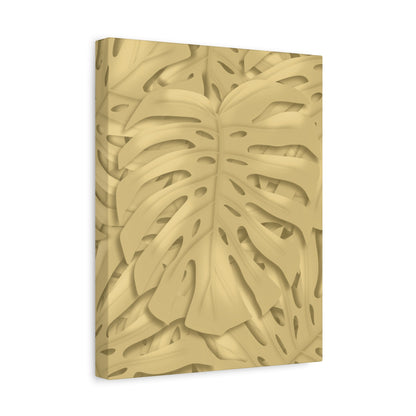 Golden Monstera Canvas Print – Botanical Wall Art