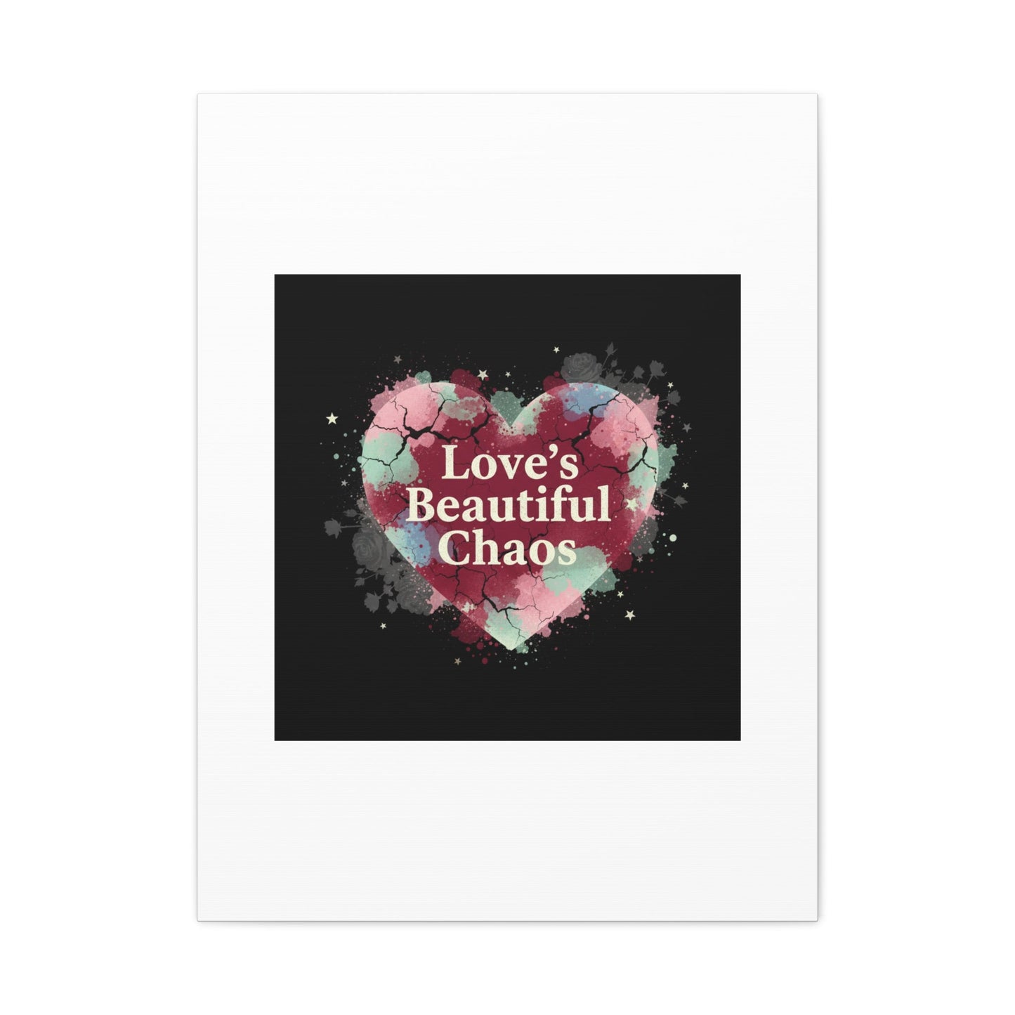 Love's Beautiful Chaos Canvas Print | Soft Grunge Hearts, Distressed Heart Art