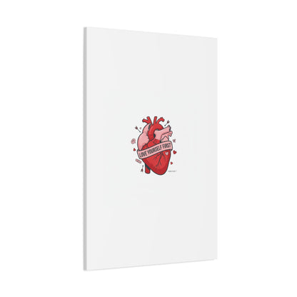 Love Yourself First Canvas, Hearts-with-a-Twist, Anti-Valentine Art