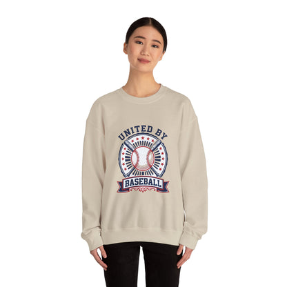 United by Baseball Crewneck Sweatshirt | Patriotic Baseball Graphic, Vintage Red White Blue