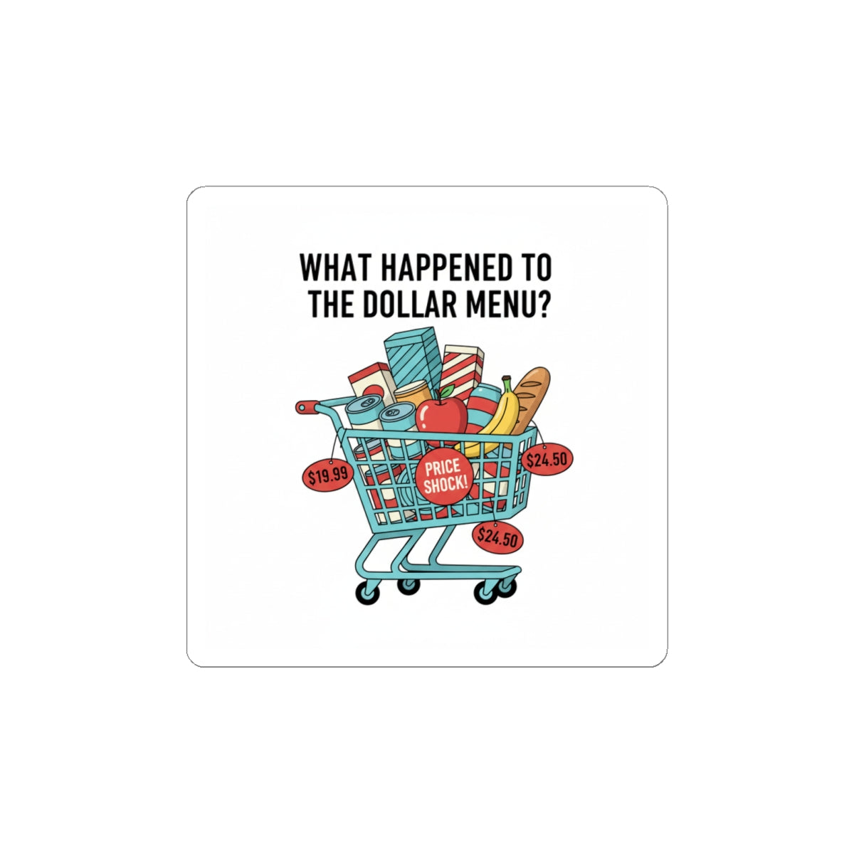 What Happened to the Dollar Menu? Sticker | Grocery Prices Meme, Inflation Humor
