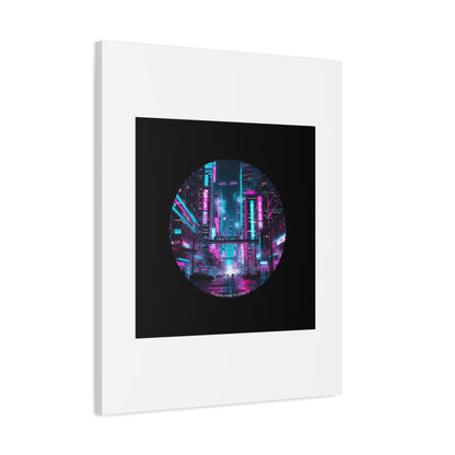 Neon Cyberpunk Cityscape Canvas | synthwave skyline, future city art