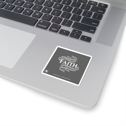 Handwritten 'Faith' Doodle Sticker | Sketch Aesthetic, Monochrome